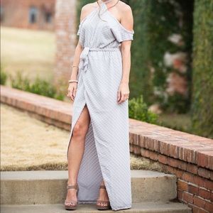 SABO SKIRT Purple-Grey High Neck Dress